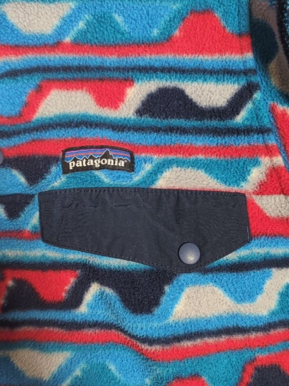 Patagonia Synchilla Snap-T Aztec Blue Delta Waves Pullover - Picture 9 of 12